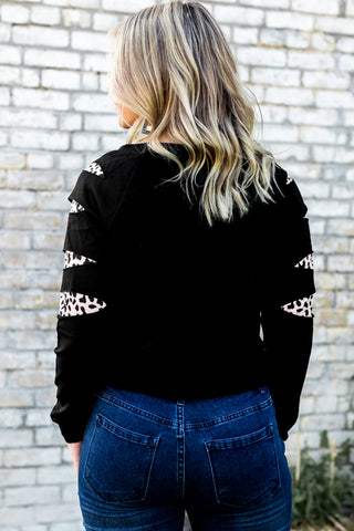 CLEARANCE Sleeve Serape Leopard Sunflower Graphic Sweatshirt
