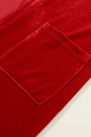 CLEARANCE Velvet Elegant Open Front Pocket Long Cardigan