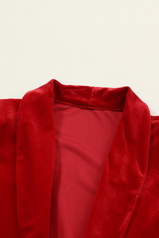CLEARANCE Velvet Elegant Open Front Pocket Long Cardigan
