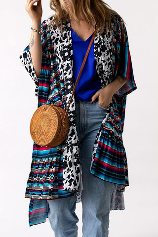 CLEARANCE Cow Serape Aztec Print Kimono Cardigan
