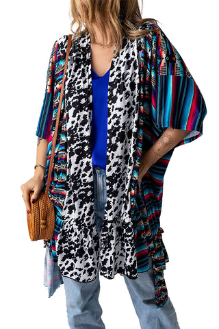 CLEARANCE Cow Serape Aztec Print Kimono Cardigan