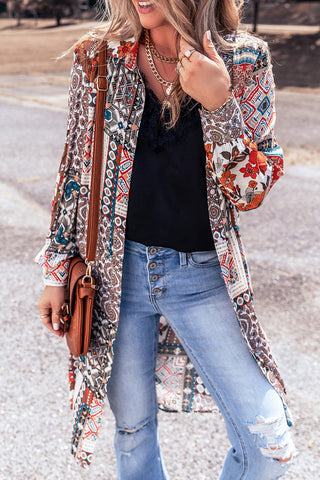 ***Clearance **** Multicolour Boho Mix Print Long Kimono