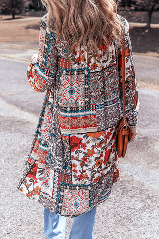 ***Clearance **** Multicolour Boho Mix Print Long Kimono