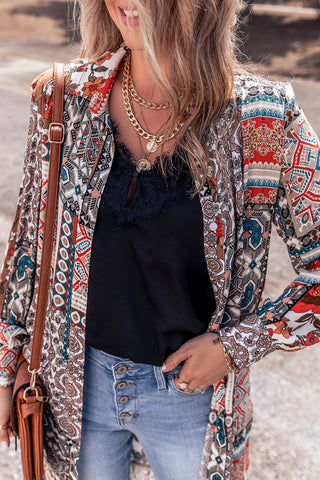 ***Clearance **** Multicolour Boho Mix Print Long Kimono