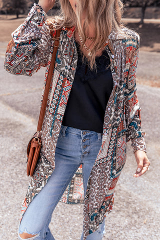 ***Clearance **** Multicolour Boho Mix Print Long Kimono