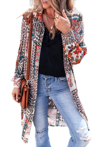***Clearance **** Multicolour Boho Mix Print Long Kimono