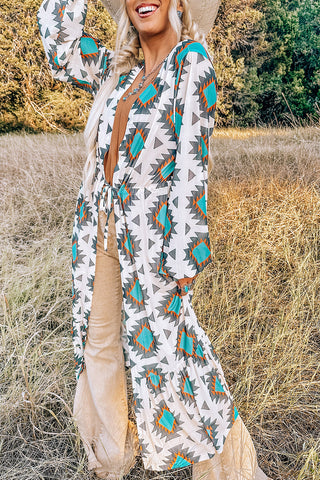 CLEARANCE Western Aztec Print Duster Open Front Top