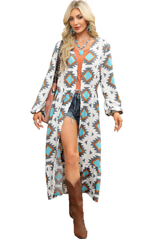CLEARANCE Western Aztec Print Duster Open Front Top
