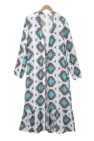 CLEARANCE Western Aztec Print Duster Open Front Top