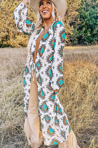 CLEARANCE Western Aztec Print Duster Open Front Top
