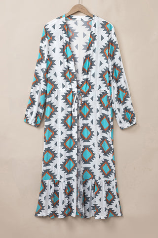 CLEARANCE Western Aztec Print Duster Open Front Top