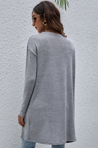 High Rise Solid Color Open Front Lightweight Cardigan
