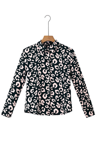 CLEARANCE Leopard Print Button Up Long Sleeve Shirt