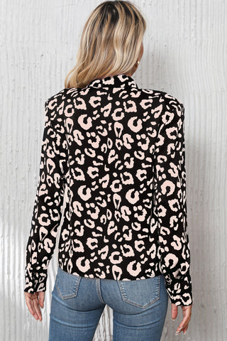 CLEARANCE Leopard Print Button Up Long Sleeve Shirt