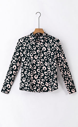 CLEARANCE Leopard Print Button Up Long Sleeve Shirt