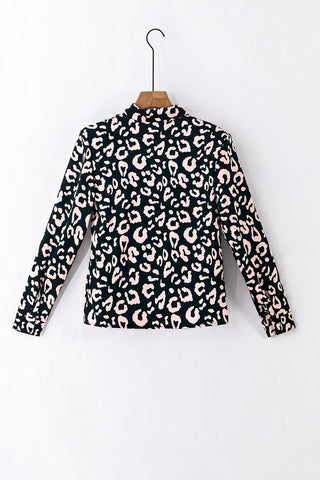 CLEARANCE Leopard Print Button Up Long Sleeve Shirt