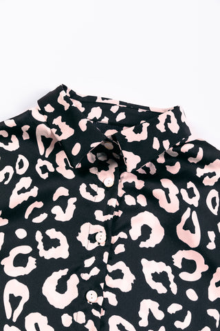 CLEARANCE Leopard Print Button Up Long Sleeve Shirt