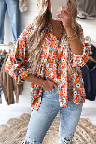 ***clearance *** Multicolor Floral Print Chest Pocket Casual Shirt