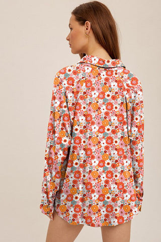 ***clearance *** Multicolor Floral Print Chest Pocket Casual Shirt