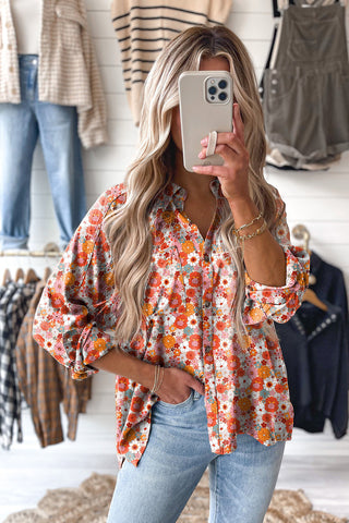 ***clearance *** Multicolor Floral Print Chest Pocket Casual Shirt