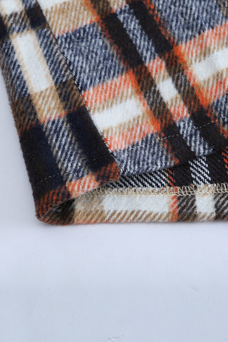 CLEARANCE Geometric Plaid Print Pocketed Shacket