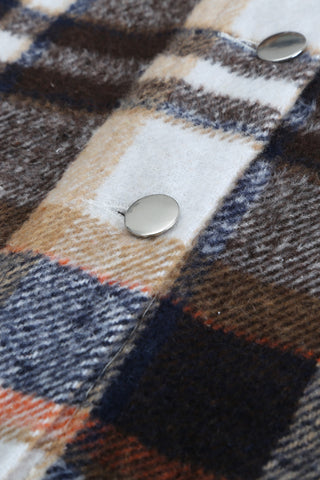 CLEARANCE Geometric Plaid Print Pocketed Shacket