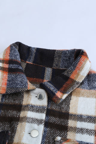 CLEARANCE Geometric Plaid Print Pocketed Shacket