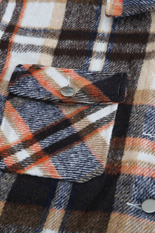 CLEARANCE Geometric Plaid Print Pocketed Shacket