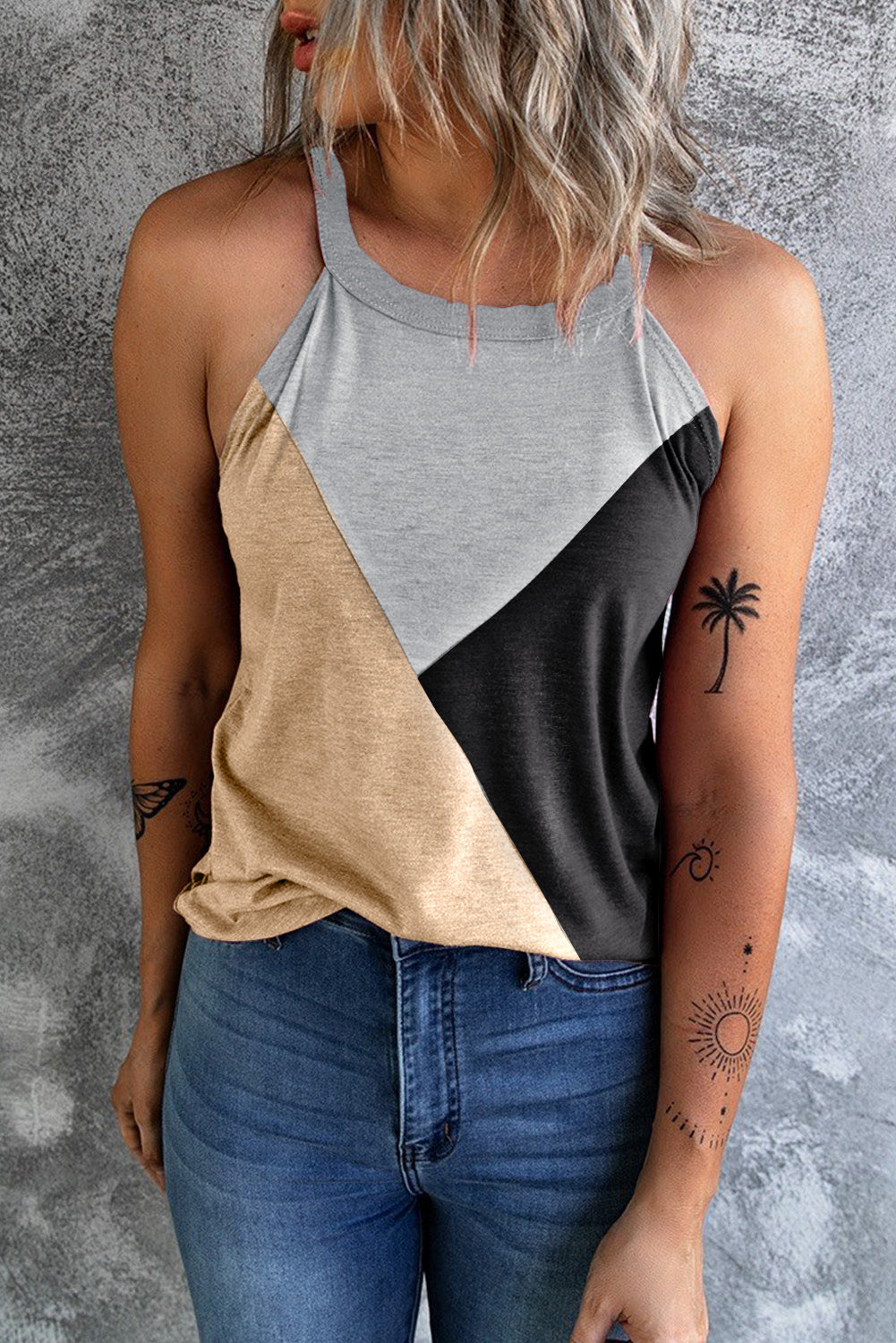 Color Block Crewneck Tank Top