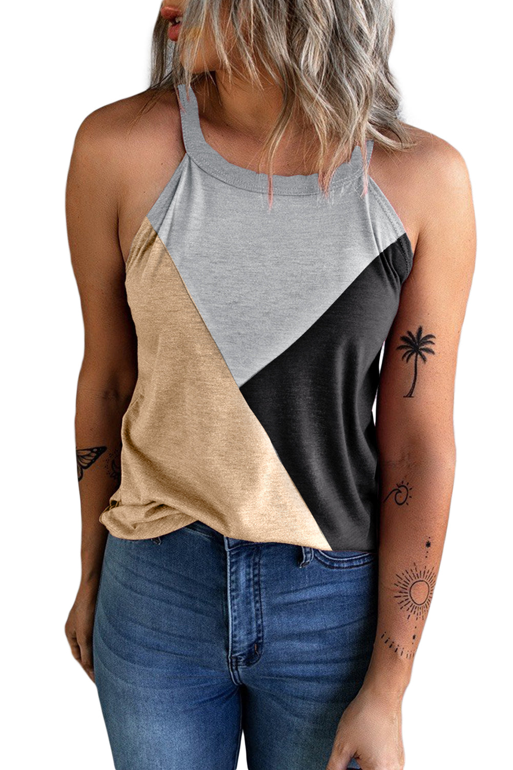 Color Block Crewneck Tank Top