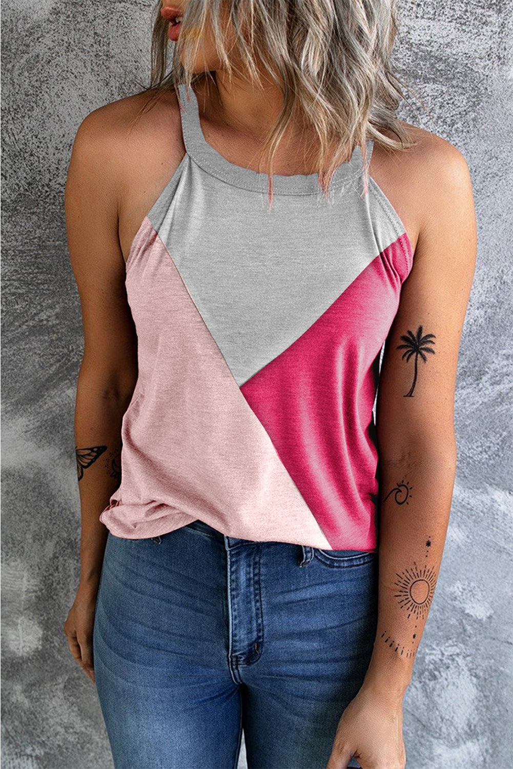 Color Block Crewneck Tank Top