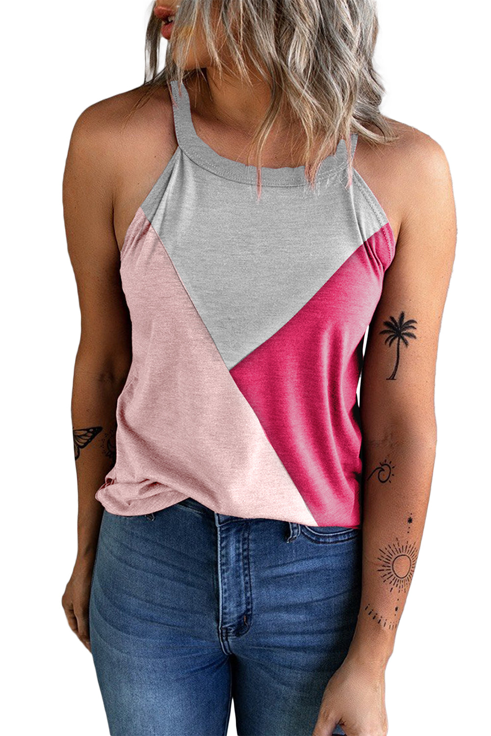 Color Block Crewneck Tank Top