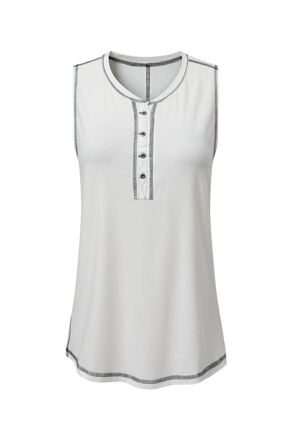 Stitching Seam Henley Tank Top