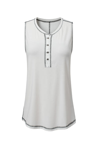 Stitching Seam Henley Tank Top