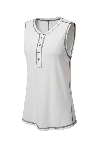 Stitching Seam Henley Tank Top