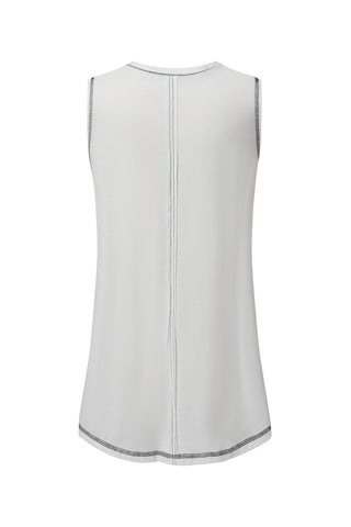 Stitching Seam Henley Tank Top
