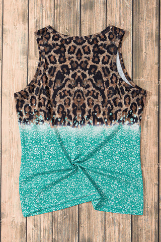 Boot stitch Tie Dye Leopard Western Graphic Tank Top
