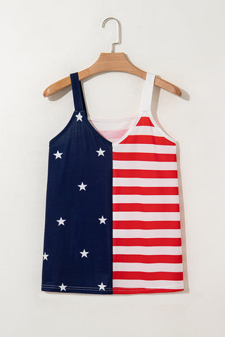 CLEARANCE Red Independence Day Stars and Stripes Printed Casual Tank Top tank 4th of July