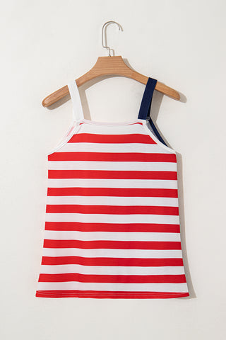 CLEARANCE Red Independence Day Stars and Stripes Printed Casual Tank Top tank 4th of July