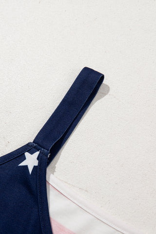 CLEARANCE Red Independence Day Stars and Stripes Printed Casual Tank Top tank 4th of July