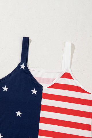 CLEARANCE Red Independence Day Stars and Stripes Printed Casual Tank Top tank 4th of July