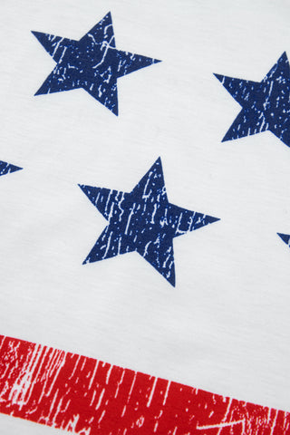 CLEARANCE White Vintage Stars and Stripes USA FLAG Printed Casual Tank Top