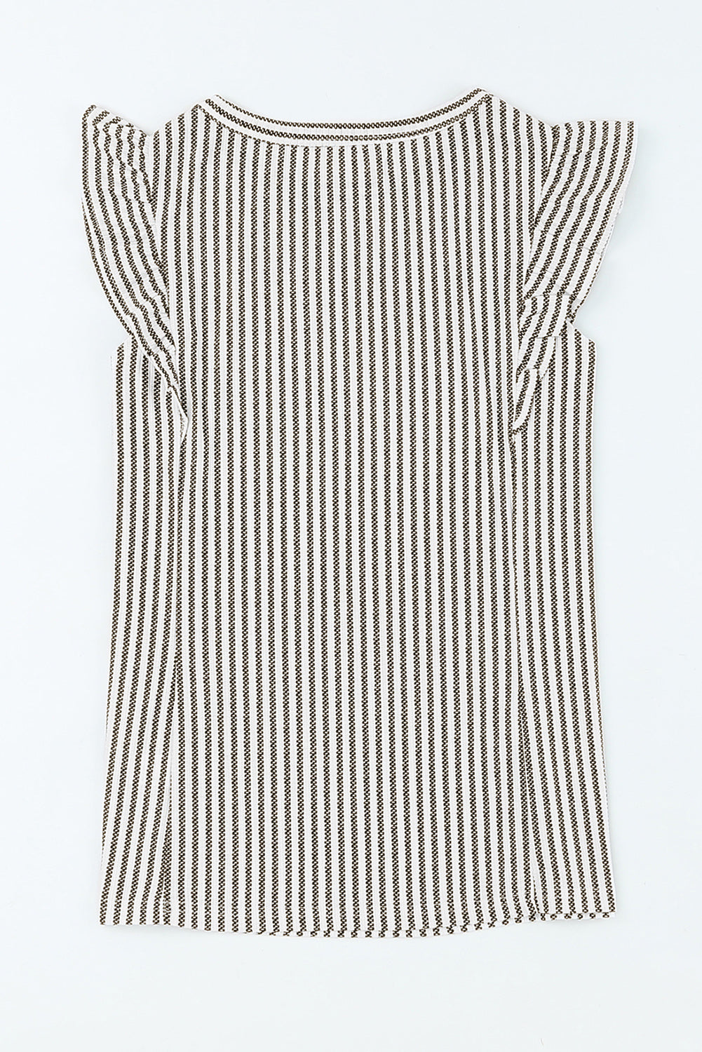 Grey Casual Striped Print Ruffle Summer Top