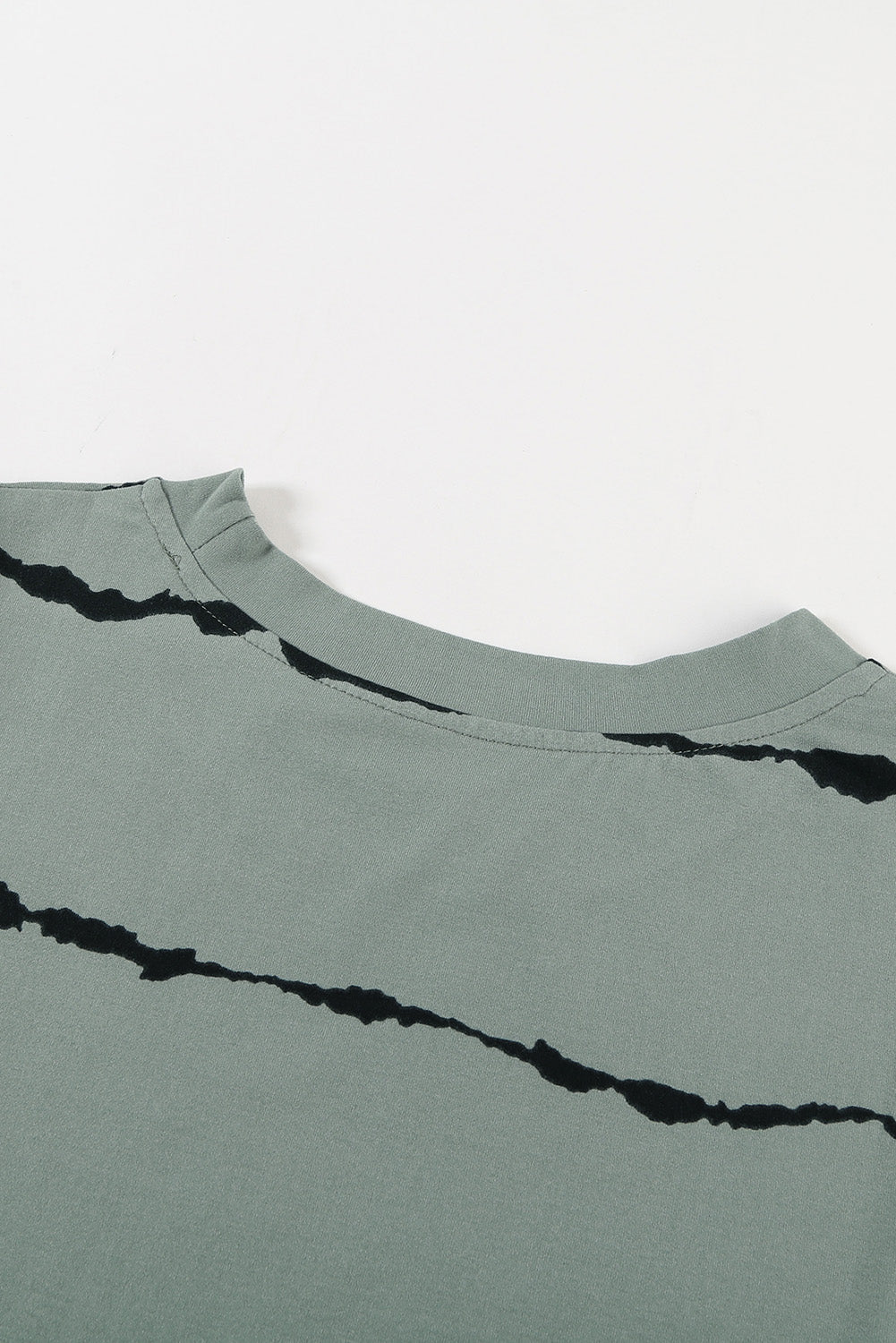 Gray Tie-dye Stripes Round Neck Tank Top