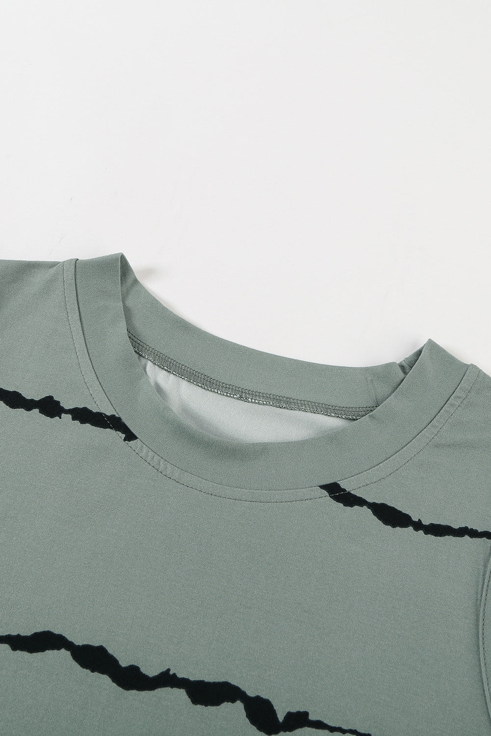 Gray Tie-dye Stripes Round Neck Tank Top