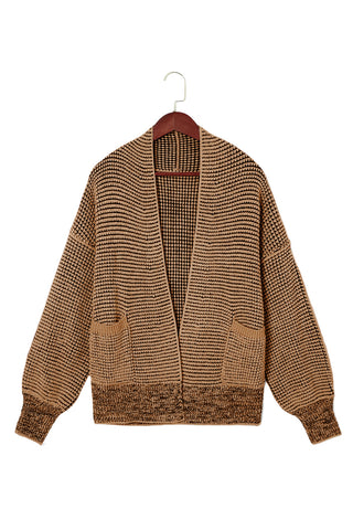 ****clearance*** Brown Chunky Waffle Knit Oversized Collar Cardigan