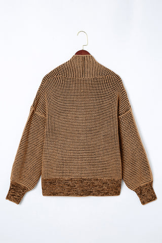 ****clearance*** Brown Chunky Waffle Knit Oversized Collar Cardigan
