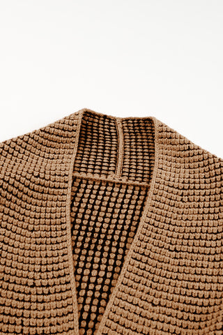 ****clearance*** Brown Chunky Waffle Knit Oversized Collar Cardigan