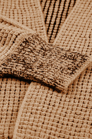 ****clearance*** Brown Chunky Waffle Knit Oversized Collar Cardigan