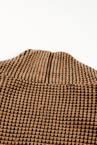 ****clearance*** Brown Chunky Waffle Knit Oversized Collar Cardigan